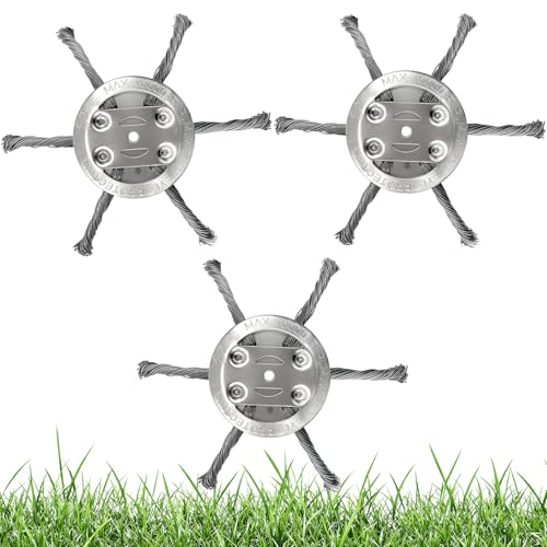 TZEKING 3 Piezas Cabezal de Fresado de Alambre de Acero(150mm,6 Cuchillos),Accesorio para Cortacésped,Cortador de Cepillo,Herramienta Eléctrica,Rueda de Desbrozadora para Eliminar Malas Hierbas,Musgo