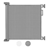 Looxii Retractable Baby Gates for Stairs, Mesh Dog Gates for The House Kids Pets, 33' Tall, Extends to 55' Wide Retractable Gate for Stairs, Doorways, Hallways, Indoor and Outdoor Grey