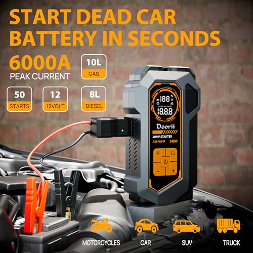 Doorii 6000A Jump Starter with Air Compressor