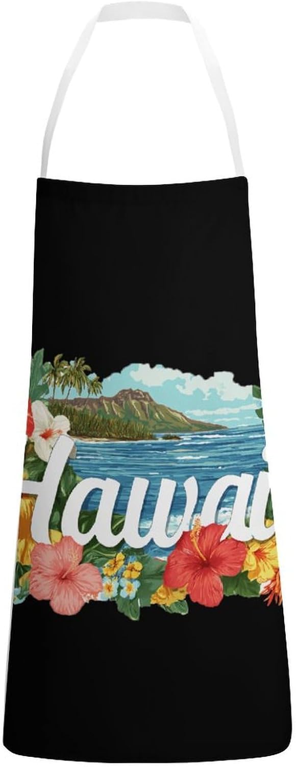 Hawaii Islands Tropical Plants Apron for Women Men Kitchen Work