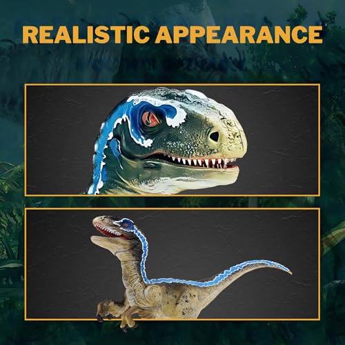 Image of Velociraptor Toy Dinosaur Action Figure, Realistic Veloci Raptor Big Dinosaurs Toys for Kids, Blue Velociraptor Dinosaur Toy for Play and Display, Jurassic Dino Toys for Boys & Girls (Velociraptor)