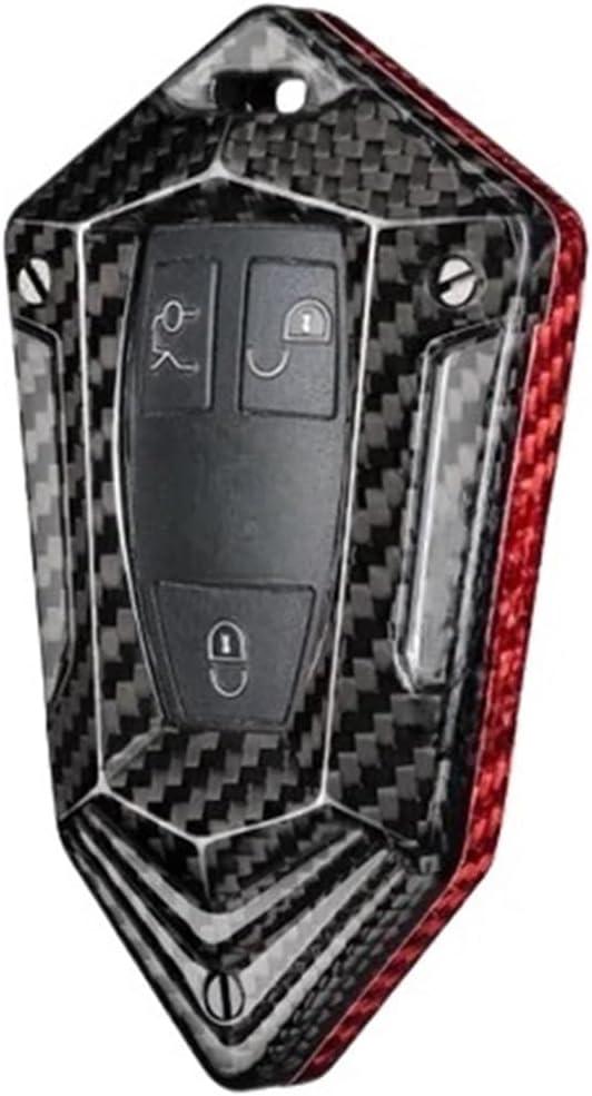 Carbon Fiber Car Key Case Cover Compatible for Benz CLS CLA GL R SLK AMG A B C S Class Unique Key Case Accessories(Red Black)