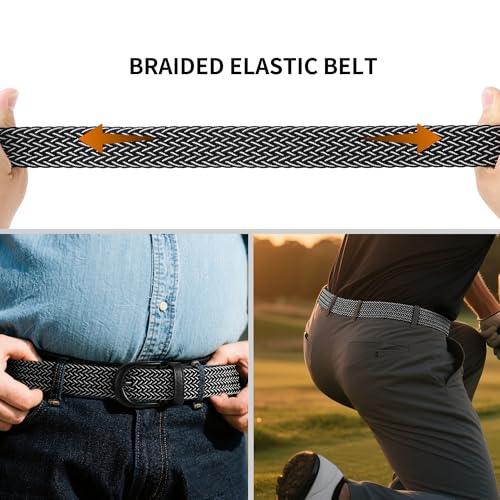 Image of Mile High Life | Braided Stretch Elastic Belts | Pin Oval Solid Black Belt Buckle | PU Loop End Tip Men /Women /Junior Belt