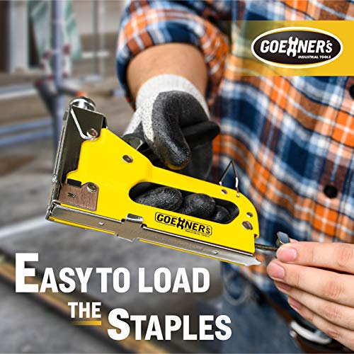 GOEHNER’s Staple Gun with Staples, Heavy Duty Stapler 3 in 1 with 3000 Staples for Upholstery, Wood, DIY Fixing (Staple Gun)