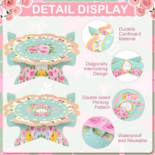 Support à cupcakes floraux stable à étages pour buffet de fête