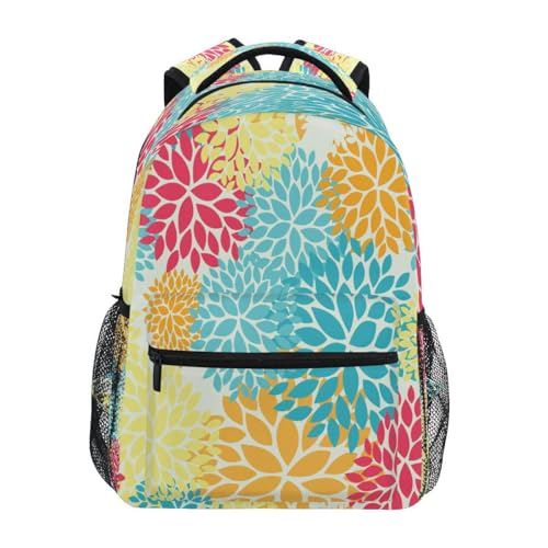 Sac à dos abstrait dahlia pour école et voyage avec étiquette