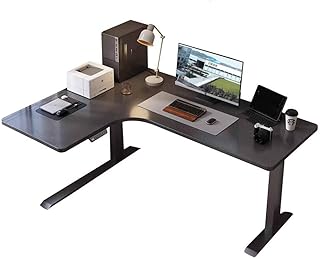 HSSTYLE Electric Standing Desk 140 cm x 110 cm Electric Height Adjustable L-shaped Standing Desk Electric Standing Corner Desk