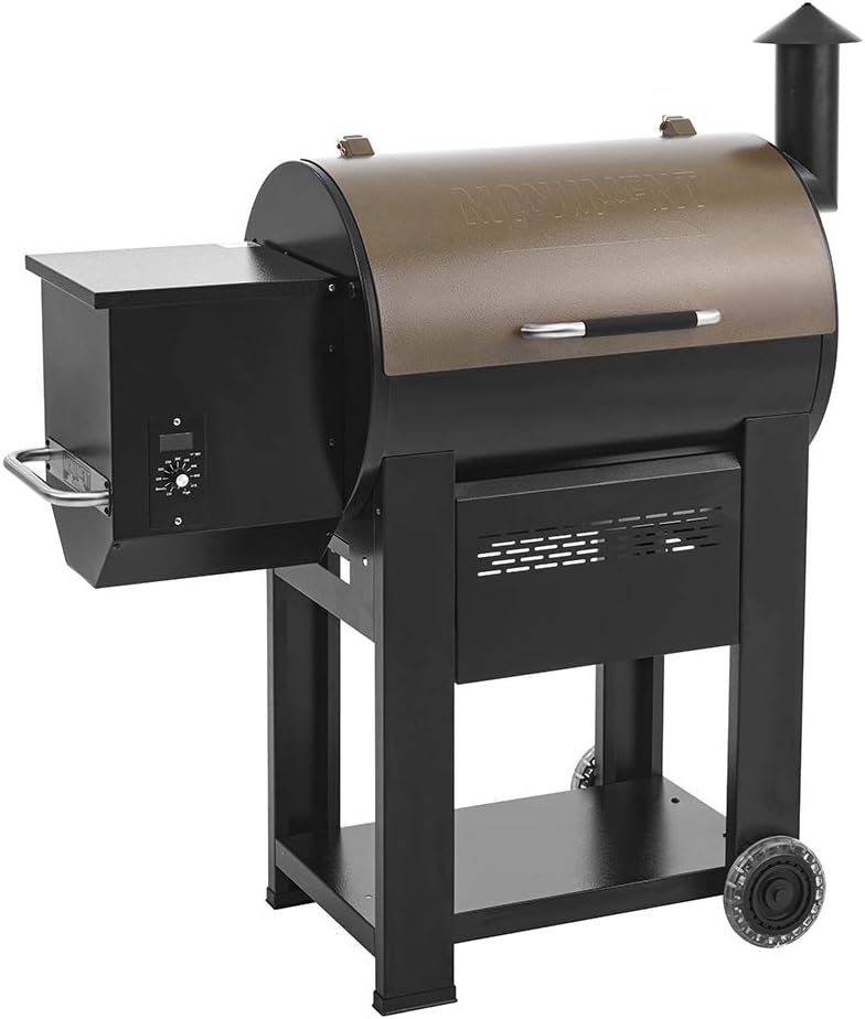 Monument Grills 89679 Bronze Powder Coated Steel Wood Pellet Grill and Smoker with 572 Square Inch Cooking Space and Manual Control