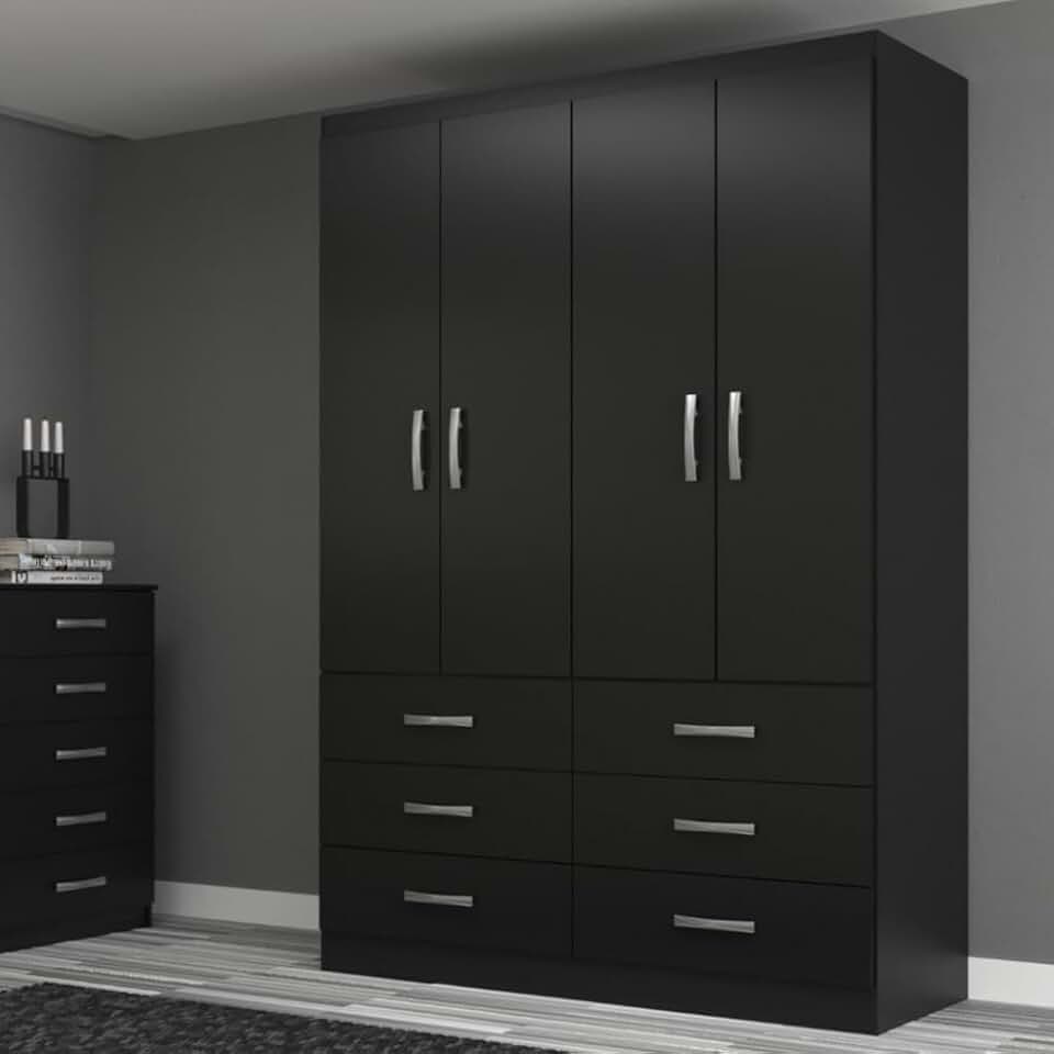 Guarda Roupa Solteiro 4 Portas 6 Gavetas Treviso Evidência