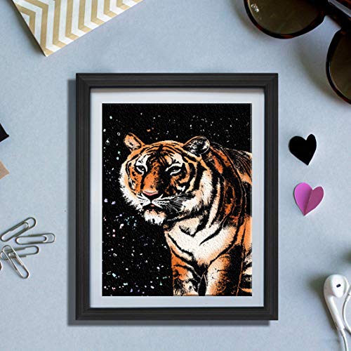 Scratch Art Paper (A4) For Kids & Adults, Rainbow Painting Night View Scratchboard, Art Craft, Crafts Set: 4 Scratch Cards Tiger/Leopard/Lion/Wolf & Scratch Drawing Pen, Clean Brush(Ferocious Animals) #TOP7