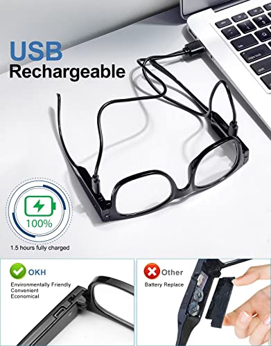 Okh Reading Glasses With Lights, Rechargeable, Bright Led Lighted Readers 3.0, Hands-Free 180% Magnifying Eyeglasses For Close Work, Reading, Unisex #TOP4