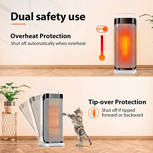 Space Heater For Office - Portable Electric Ceramic Quiet Tower Heater Fan With Thermostat, Fast Heating, 120°Oscillating Efficient For Personal Home Bedroom Large Room Bathroom Under Desk Indoor Use #TOP4