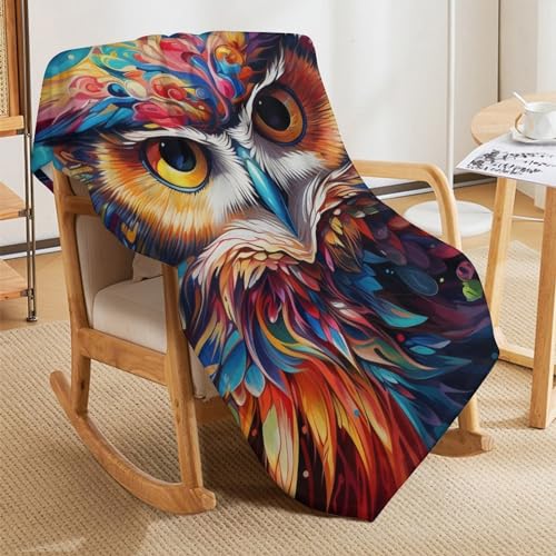 Couverture hibou 180x200 cm pour lit et canapé douillet - 8