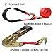 BoxerTool 4 Pack Heavy Duty Adjustable Car Tie Down Kit with J Hook Safety Latch - Break Strength 10,000 lbs-Working Load 3333 lbs – 2” x 114” Premium Red Strap w/Bonus Axle Straps