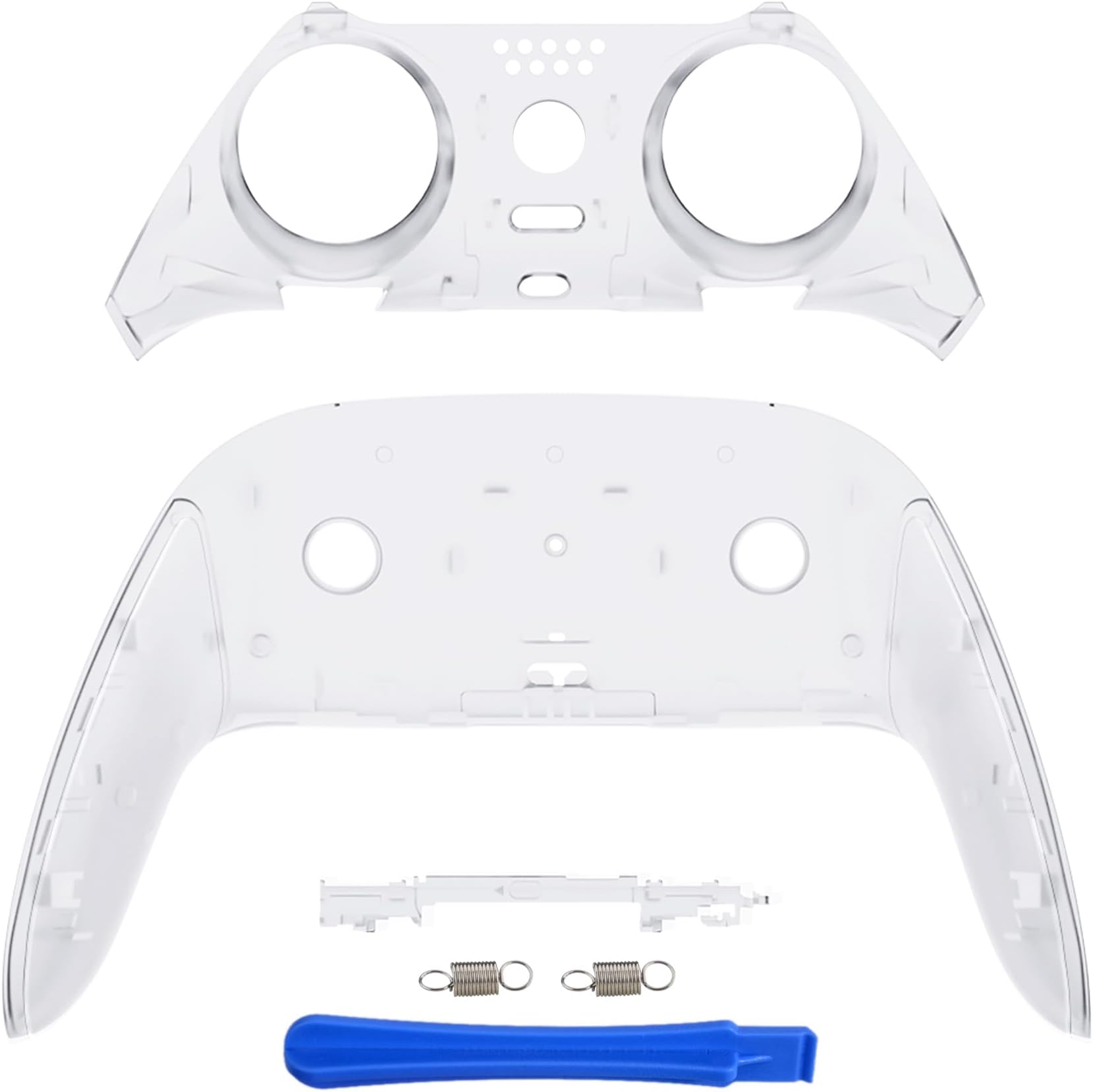 eXtremeRate Top Bottom Decorative Trim Shell Compatible with ps5 Edge Controller DIY Replacement Front Back Clip Shell, Custom Clear Plates Cover Compatible with ps5 Edge Controller