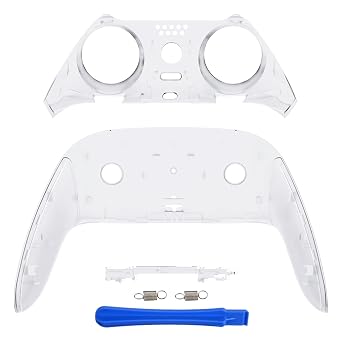 eXtremeRate Top Bottom Decorative Trim Shell Compatible with ps5 Edge Controller DIY Replacement Front Back Clip Shell, Custom Clear Plates Cover Compatible with ps5 Edge Controller