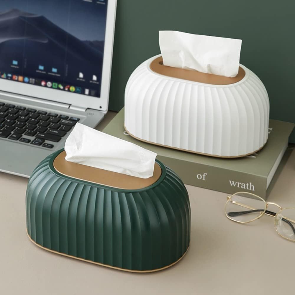 MAPPLE CREATION Tissue Box Cover & Desk Organizer, Exquisite Tissue Box Cover Rectangular, Multifunctional Acrylic Tissue Box Holder for Home Decorative with Storage Box 1