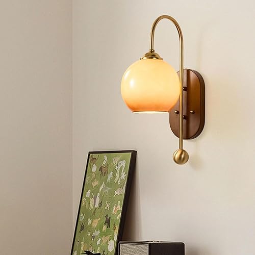 Miniatura 6 de Vintage Gold Metal Wall Sconce Glass Hardwired Wall Lamp Retro Vanity Lighting E26E27 Base for Bedroom Living Room Hallway Wall Light(A)