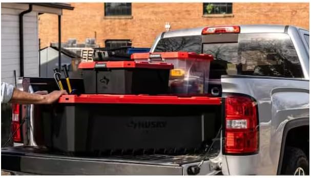 Pro Grip Black Storage Tote with Red Lid, 57 Gallon Capacity, Wheeled Container