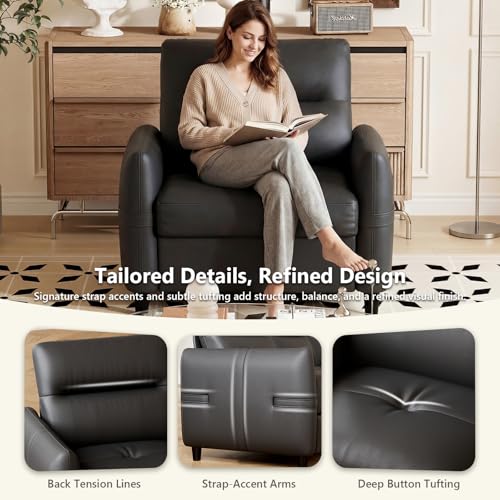 Image of STHOUYN Oversized Leather Accent Chairs for Living Room, Comfy Upholstered Deep Seat Armchair for Adults, Mid Century Modern Arm Chair for Office, Bedroom, Apartment, Reading & Waiting Room (2, Black)