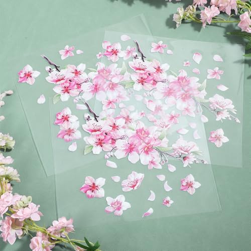 Image of 3 PCS Cherry Blossom Vinyl Car Sticker, 10'' Pink Car Stickers for Women, Cherry Blossom Stickers Cars Vinyl Sticker for Motocycle, Automotive, Home Decor