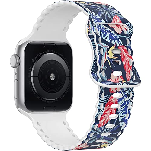 Image of Unisex Silicone Watch Band with Unique Pattern, Lace Hollow-out Floral Design, Free Size, Compatible with iWatch Series 8, 7, 6, 5, 4, 3, 2, 1