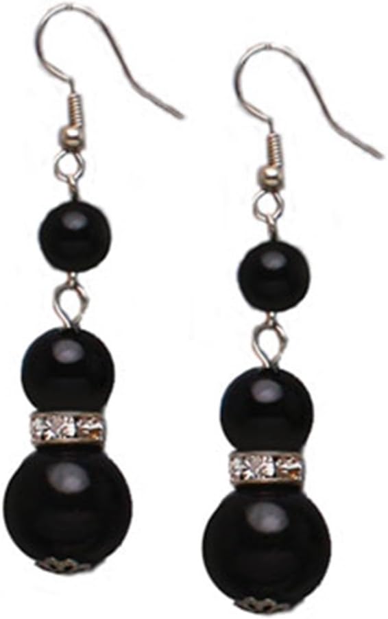 Josie's Cascading Black Synthetic Pearl Earrings