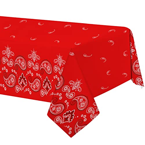 PHOGARY 2 Pieces Western Party Tablecloth, Bandana Western Cowboy Themed Disposable Table Cloth Red Paisley Print Plastic Rectangular Floral Table Covers for Western Cowboy Themed Party Decorations PHOGARY 2 Pieces Western Party Tablecloth, Bandana Western Cowboy Themed Disposable Table Cloth Red Paisley Print Plastic Rectangular Floral Table Covers for Western Cowboy Themed Party Decorations