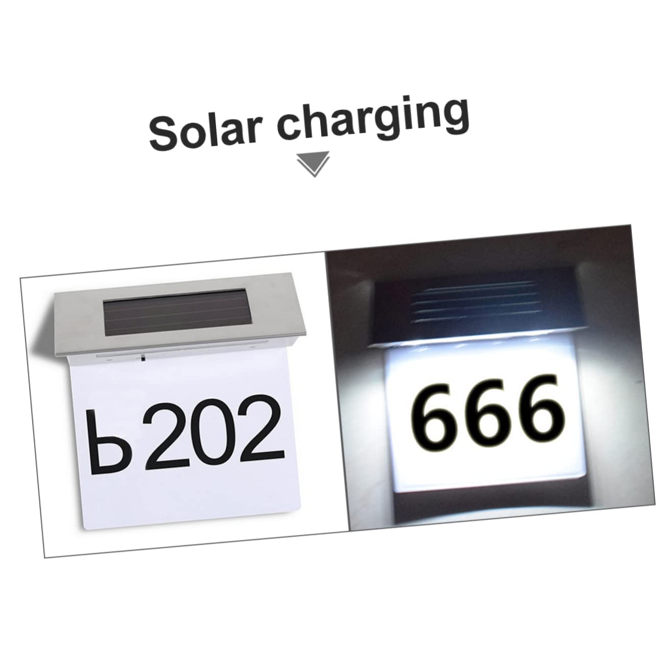 Gadpiparty Luce Solare da Esterno con Pannello Solare 2 Pezzi, Lampada LED in Acciaio Inossidabile e Abs per Uso Casa, Numero Civico con Sensore di Movimento Ip65