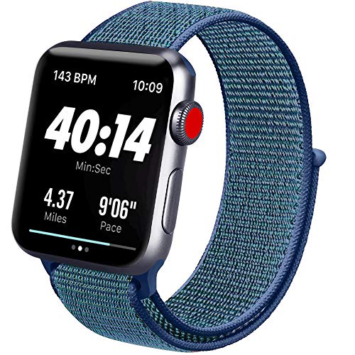 ATUP コンパチブル Apple Watch バンド 42mm 38mm 44mm 40mm、ナイロンスポーツループバンド、交換用ナイロン アップルウォッチリストバンド iWatch Series 5/4/3/2/1ベルトに対応 (05 ディープフォググレー, 42mm/44mm)