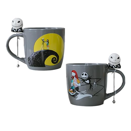 Disney Nightmare Before Christmas Jack and Sally Moon Stirrer Mug | Cute Ceramic Housewarming Gifts For Men and Women And Kids | Official Licensee | 1 Mug