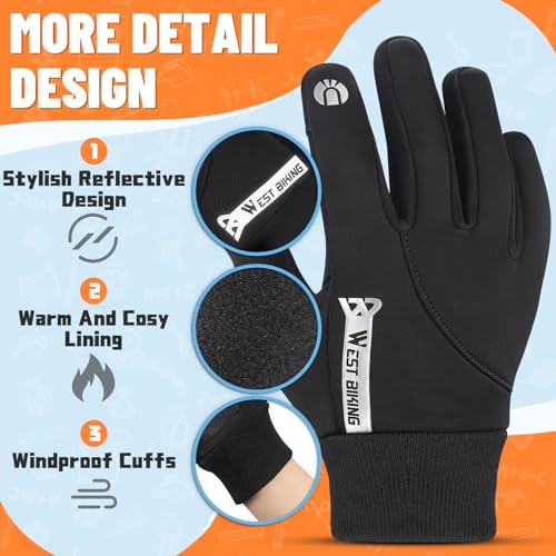 West Biking Kids Winter Gloves Touchscreen Cycling Gloves Windproof Thermal Non-Slip Sports Kids Gloves Cold Weather Mittens Of Age 2-12 For Snow Cycling Bike Riding Hiking Outdoor Boys Girls thumb #5