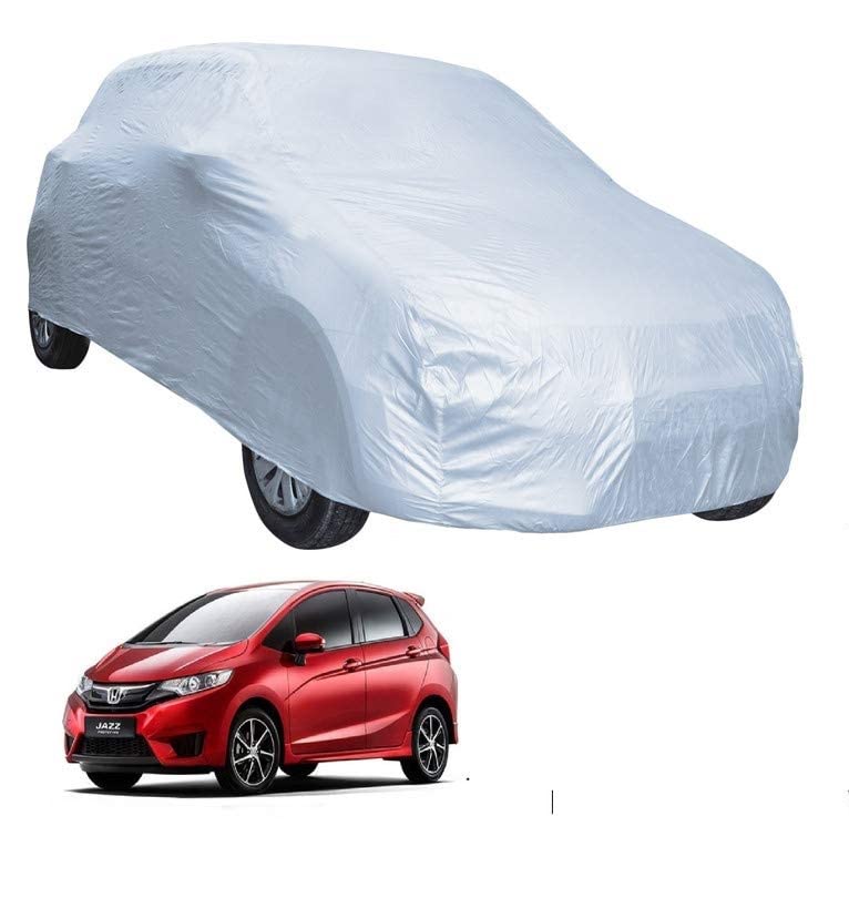 Image of Auto Hub Car Cover Compatible with Jazz New (Model : 2020-Till Date) with Mirror Pocket, Water Resistant, Triple Stitched, Jazz Car Cover- Plain Silver