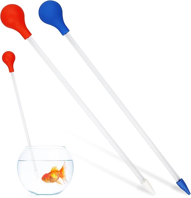 Coral Feeder, 2 Pcs Acrylic Marine Fish Reef Feeding Tube, 13.7 Inch Coral Food Tool for Reef/Anemones/Brine Shrimp Most Aquarium Organisms (Blue+Red)