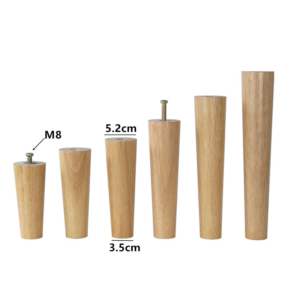 Confezione da 4 gambe di ricambio in legno da 27 cm, per divano letto e sedia, solidi piedini filettati conici M8 per decorazioni fai da te, gambe moderne per mobili in pelliccia