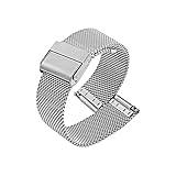 ROUHO Cinturino Orologio Maglia Intrecciata, Acciaio Inossidabile Ricambio Bracciale Orologio con Chiusura Regolabile Compatibile con Daniel Wellington-Argento 17mm