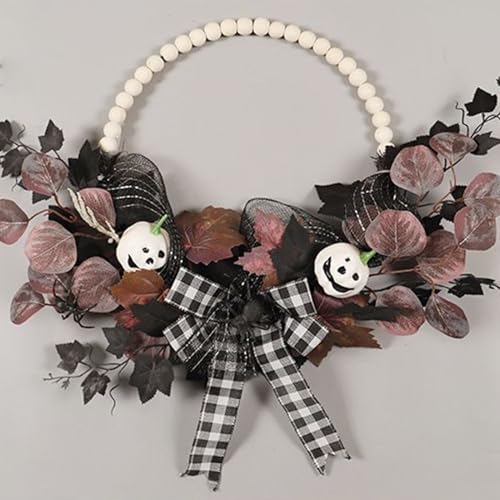 Couronne Halloween araignée fantôme de 40 cm pour décoration de table