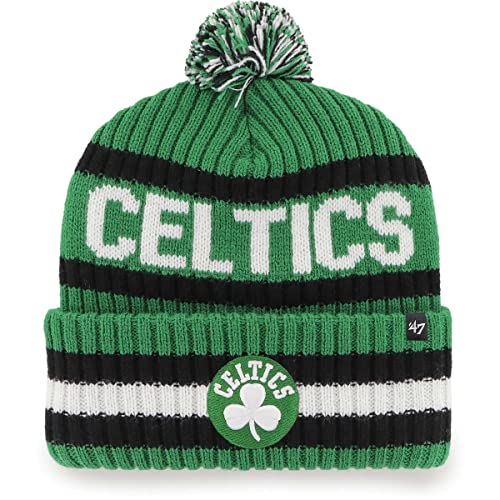 47 NBA Unisex-Adult Primary Logo Bering Cuffed Knit Pom Beanie Hat (Boston Celtics)