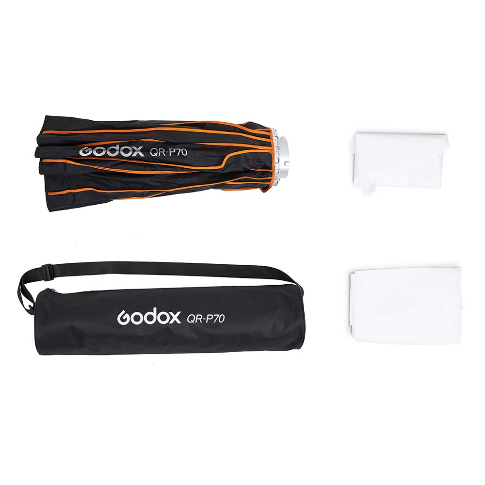 Godox QR-P70 Softbox parabolico Bowens, installazione rapida pieghevole in un minuto, con diffusore anteriore e interno e borsa per il trasporto per Godox SL-60W VL150 UL150 SL150WII