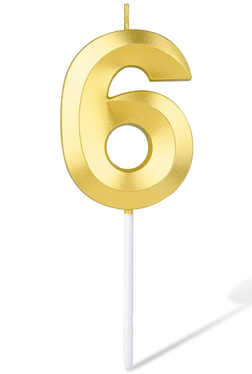 Party 24x7 Metallic Golden Number 6 Candles for Anniversary Birthday Golden 6 Digit Candle (six Sixty 6 16 26 36 46 56 66)-image-40