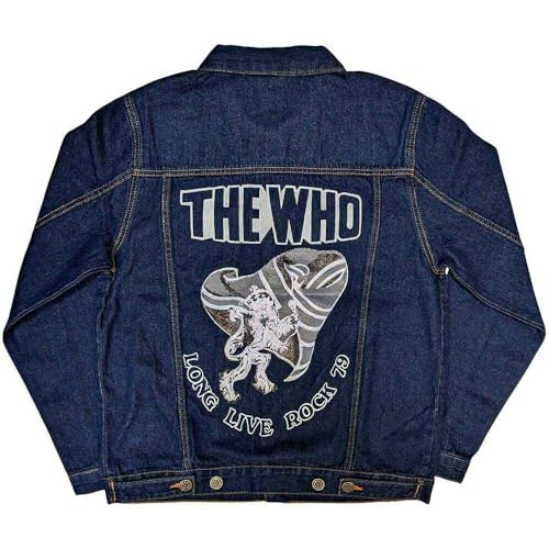 The Who Denim Jacket Long Live Rock Band Logo Official Unisex Blue XL
