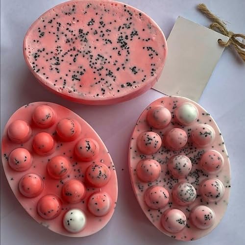 Image of MoldBerry 4-Cavity Silicone Massage Bar Soap Mold | Non-Stick Oval Soap Making Tray with Massage Nodes | Flexible, Heat-Resistant DIY Soap Mould for Hair, Body & Bath Bars (Pack of 1)