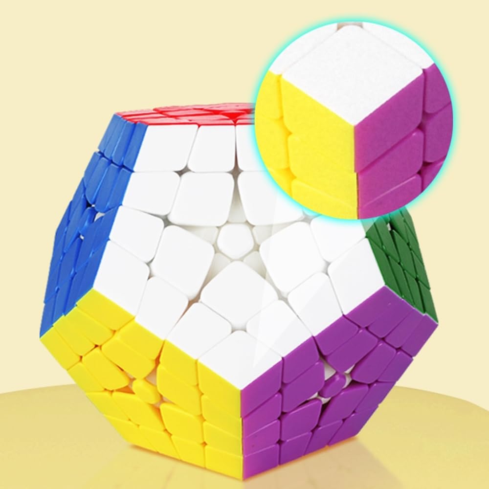 XMDCuber Megaminx 4x4 Stickerless Cube, 4x4 Dodecahedron Speed Cube, Pentagonal Magic Cube Dodecahedron