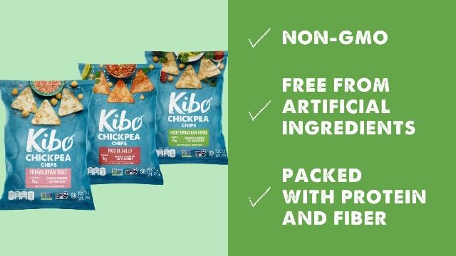 Kibo Chickpea Chips Himalayan Salt - Gluten-Free, Plant-Based, High Protein-Fiber Non-GMO, Vegan, Made with Real Veggies - 1 oz, 12 Pack