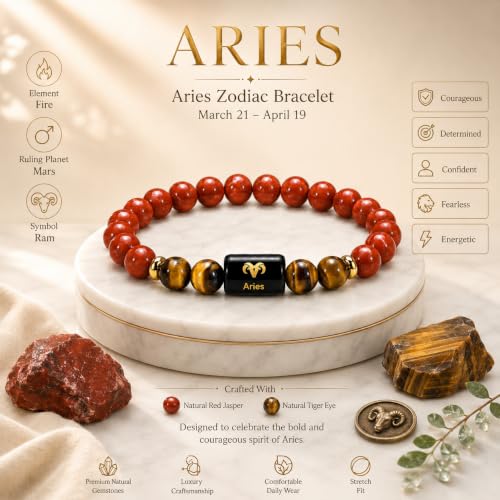 Image of Zodiac Bracelet for Men & Women | 12 Zodiac Signs & Rashi Collection | Natural Crystal Bracelets | Lab Tested Natural Stones | Premium Gift Box & Velvet Pouch