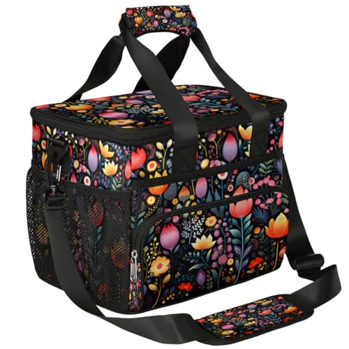 Flowers Insulated Picnic Backpack Lunch Box for Women Men Picnic Basket Tote Lunch Bag Picnic Bag Portable Lunch Bags for Picnic, Beach, Work, Trip,Office, Camp Beautiful Floral