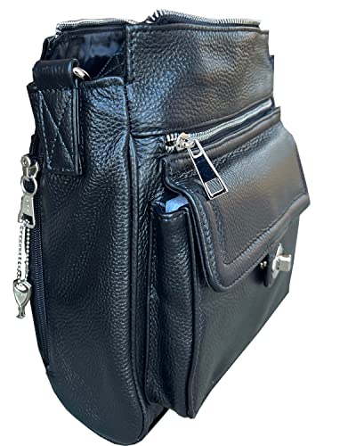 Roma Leathers Cross Body Concealment Purse - Premium Cowhide Leather Handbag - Multiple Pockets - Wire Reinforced Detachable Shoulder Strap - YKK Lockable Zipper - Designed in U.S.A. - Dual Gun Entry2