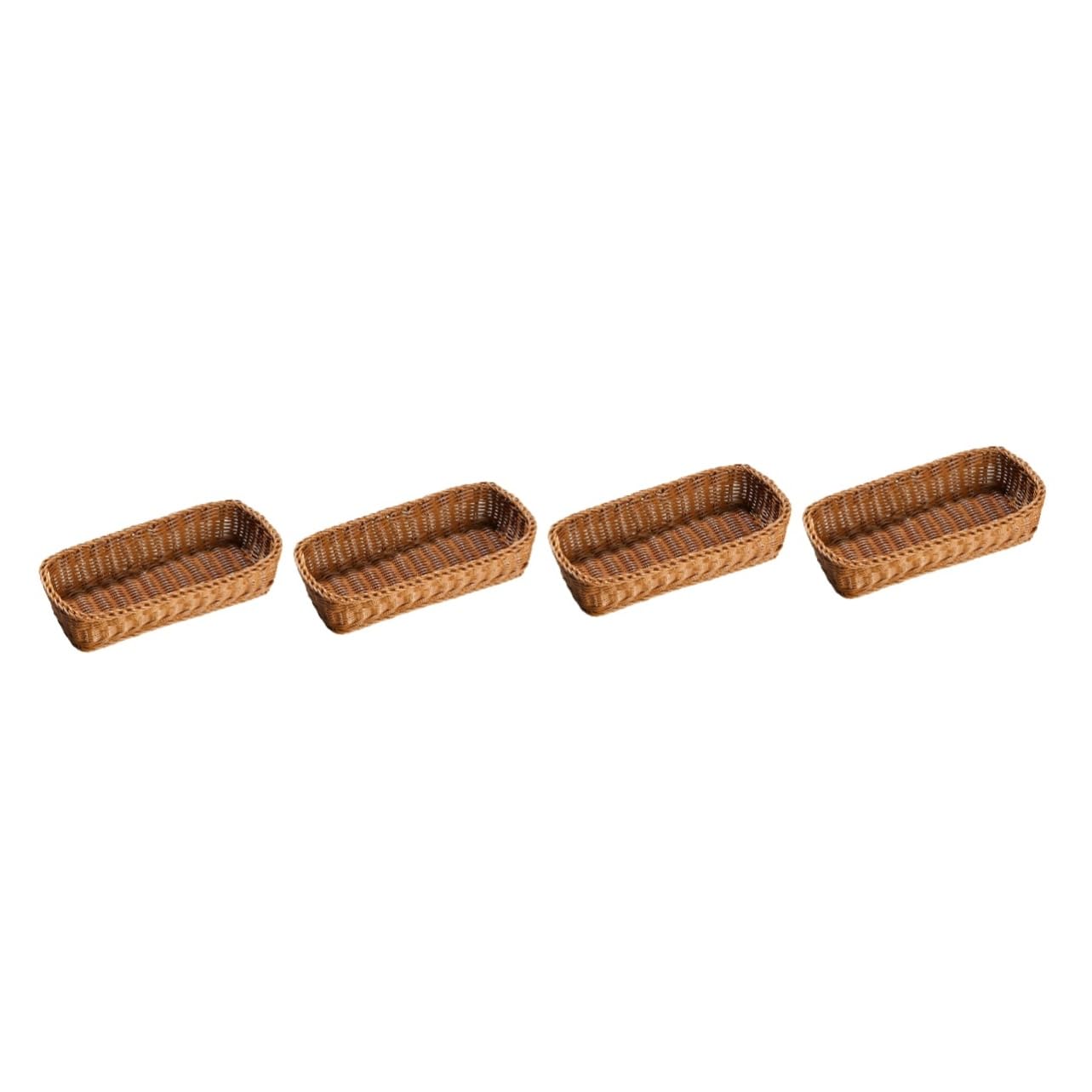 4 Piezas Cesta de Almacenamiento Woven para Cubiertos y Utensilios Organizador de Rattan Artificial para Cocina y Comedor