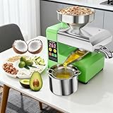 Automatic Cold/Hot Oil Press machine,820W,Processes 30 types of oil extractor including olives,castor & coconut,Compact stainless steel oil maker can save space Ideal for home and commercial use(110V)
