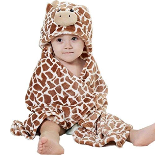 Hilmocho Serviette à Capuche pour Bébé Couverture de Flanelle Douce et Chaude Peignoir Conception des Animaux Serviette Poncho pour Bébés Garçons Filles